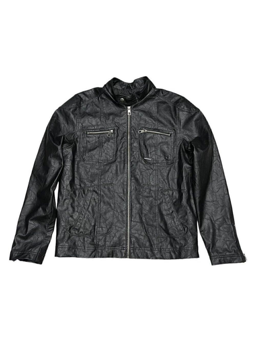 Marc Ecko CUT & SEW Faux Leather Bomber Biker Designer Jacket - Mens Medium